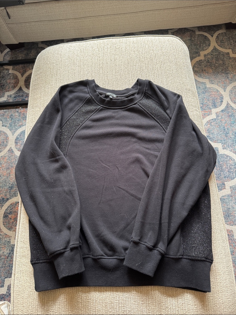 Studio Y (from Maurices) Black Crewneck Sweater with Textured Panels